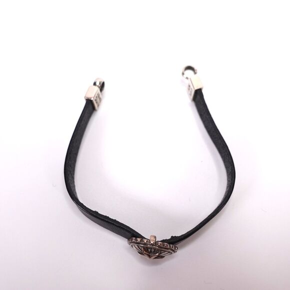 King Baby Star Concho Black Leather Bracelet With Hook Clasp .925 USA - Picture 10 of 11